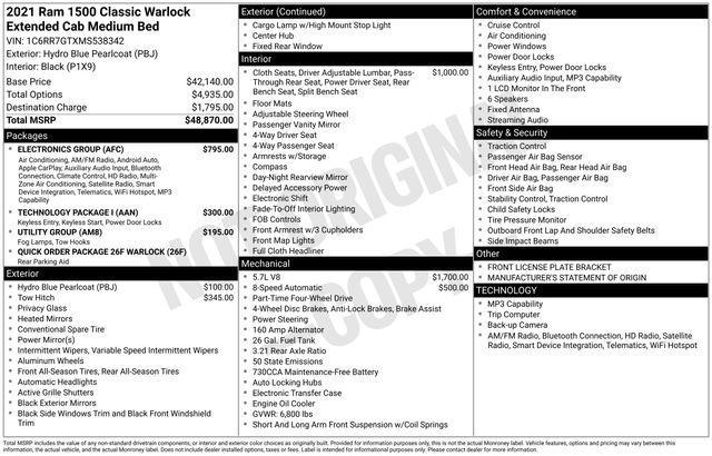 used 2021 Ram 1500 Classic car, priced at $29,911
