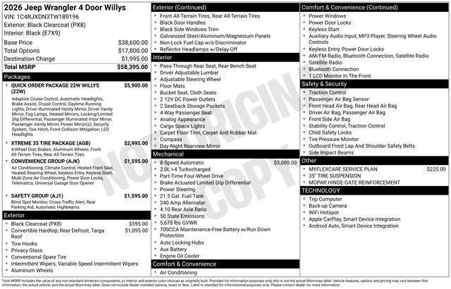 new 2026 Jeep Wrangler car, priced at $58,112