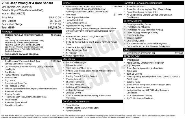 new 2026 Jeep Wrangler car, priced at $54,742