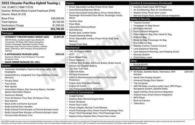 used 2022 Chrysler Pacifica Hybrid car, priced at $25,991