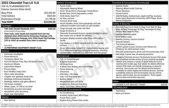 used 2022 Chevrolet Trax car, priced at $16,991