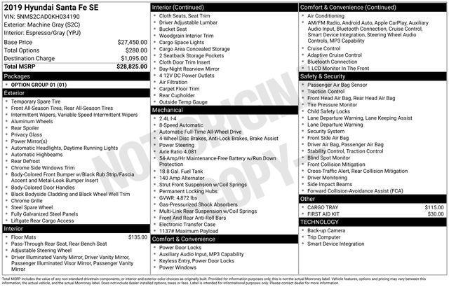 used 2019 Hyundai Santa Fe car, priced at $8,991