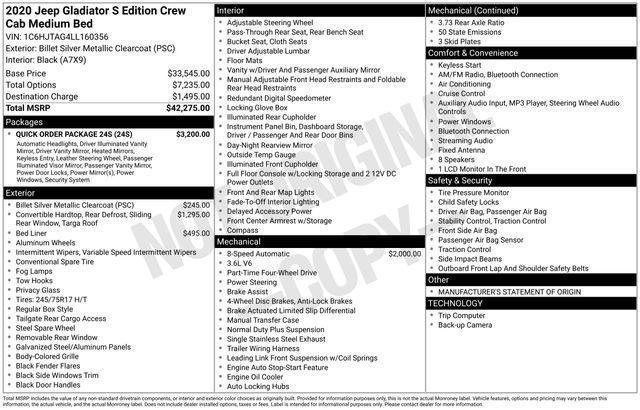 used 2020 Jeep Gladiator car, priced at $23,996