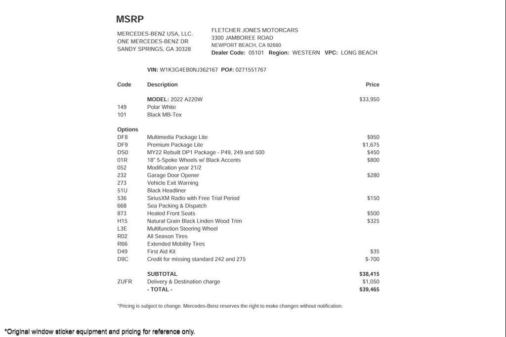 used 2022 Mercedes-Benz A-Class car, priced at $24,891