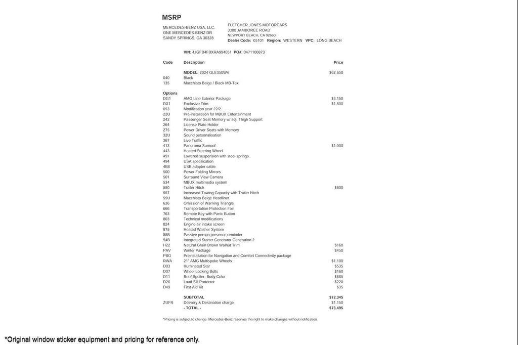 used 2024 Mercedes-Benz GLE 350 car, priced at $49,893