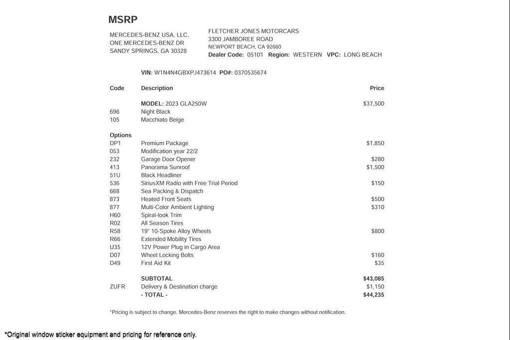 used 2023 Mercedes-Benz GLA 250 car, priced at $31,894