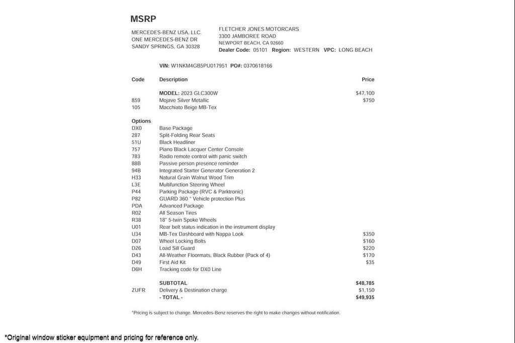 used 2023 Mercedes-Benz GLC 300 car, priced at $38,893