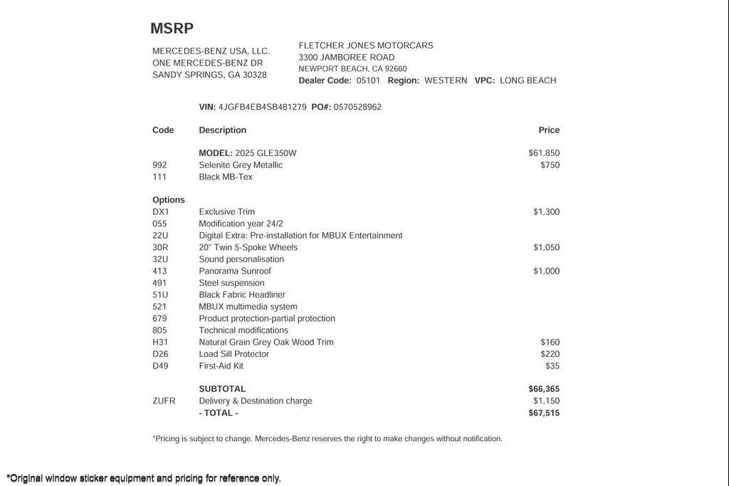 used 2025 Mercedes-Benz GLE 350 car, priced at $59,891