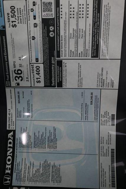 new 2026 Honda Civic car, priced at $26,645