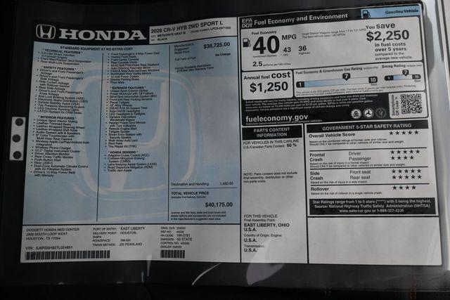 new 2026 Honda CR-V Hybrid car, priced at $38,536