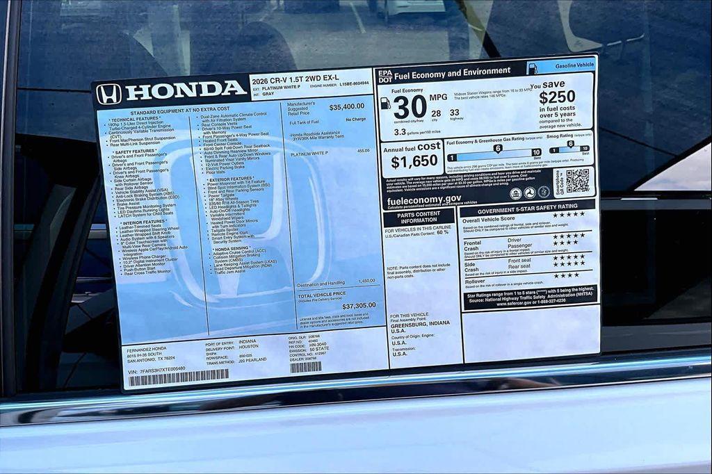 new 2026 Honda CR-V car, priced at $35,542