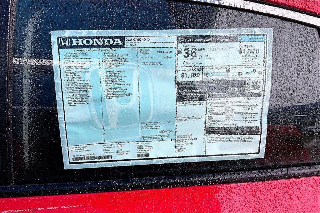 new 2026 Honda Civic car, priced at $24,954