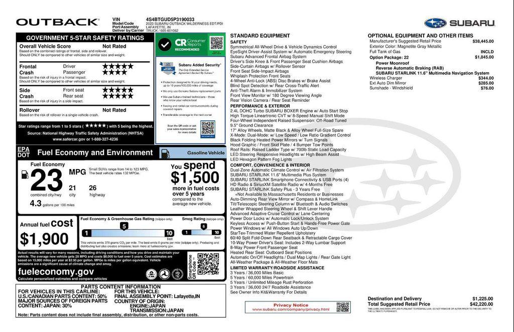 used 2023 Subaru Outback car, priced at $34,644
