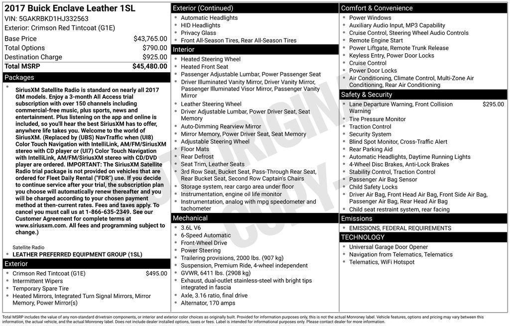 used 2017 Buick Enclave car, priced at $12,800