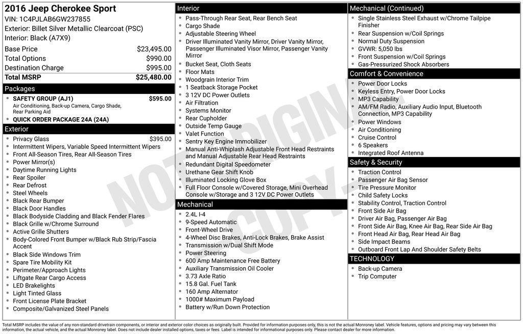 used 2016 Jeep Cherokee car, priced at $7,999