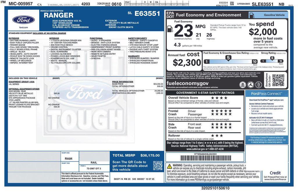 used 2025 Ford Ranger car, priced at $34,990