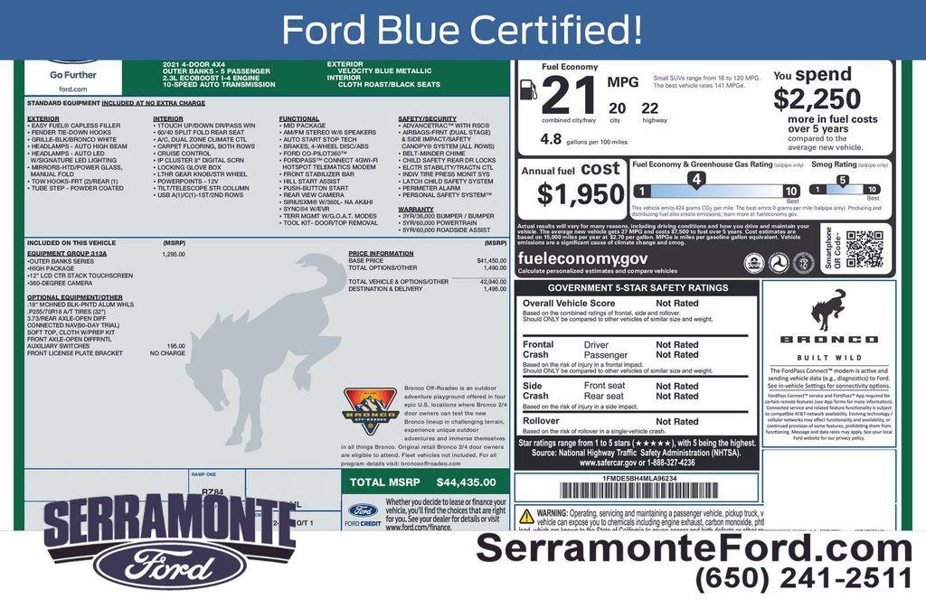 used 2021 Ford Bronco car, priced at $35,990