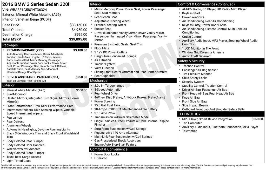 used 2016 BMW 320 car, priced at $7,000