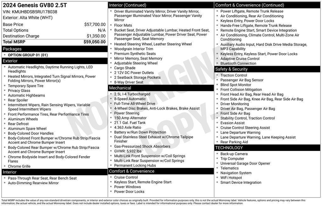 used 2024 Genesis GV80 car, priced at $34,399