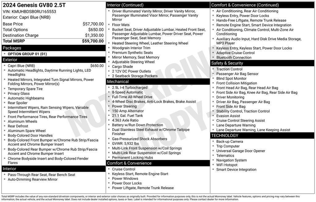 used 2024 Genesis GV80 car, priced at $29,750