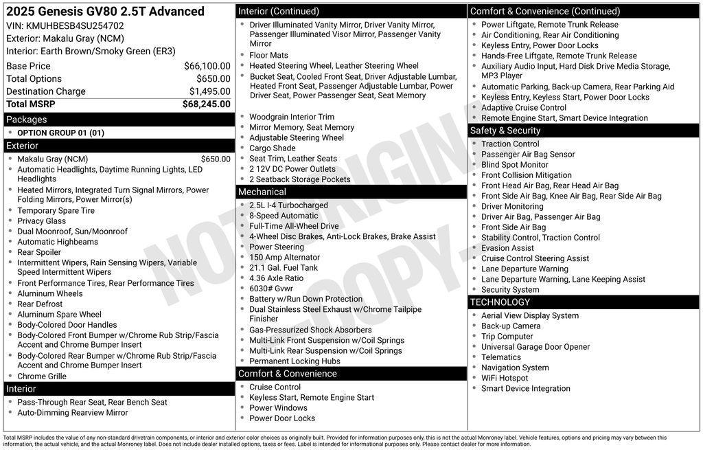 used 2025 Genesis GV80 car, priced at $51,000