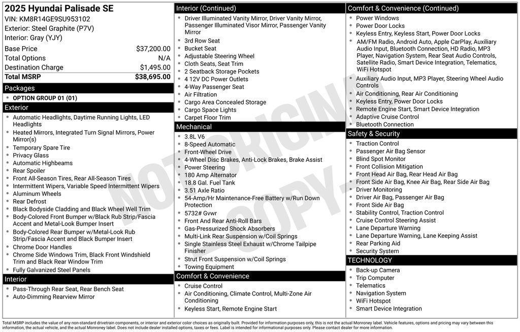 used 2025 Hyundai Palisade car, priced at $33,000