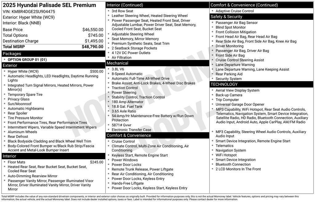 used 2025 Hyundai Palisade car, priced at $39,500