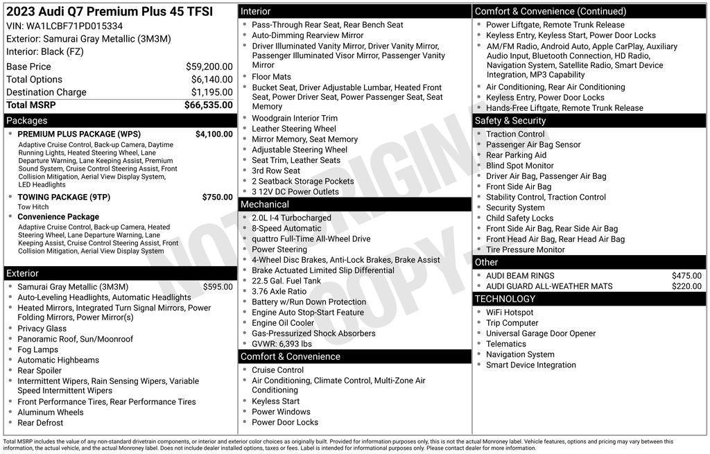 used 2023 Audi Q7 car, priced at $39,500
