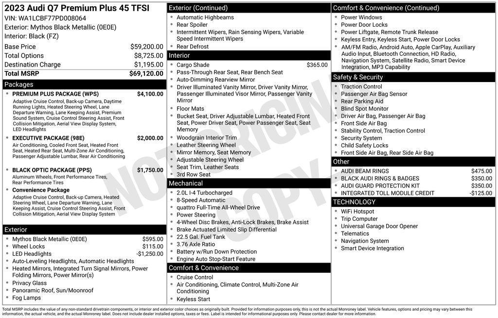 used 2023 Audi Q7 car, priced at $38,500