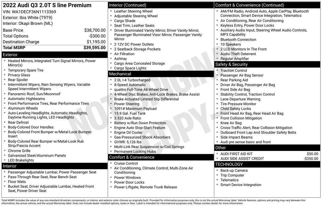 used 2022 Audi Q3 car, priced at $24,500