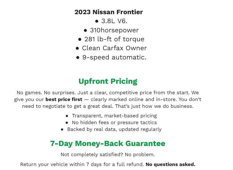 used 2023 Nissan Frontier car, priced at $38,193