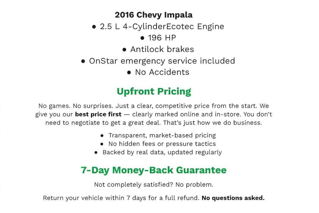 used 2016 Chevrolet Impala car, priced at $9,876