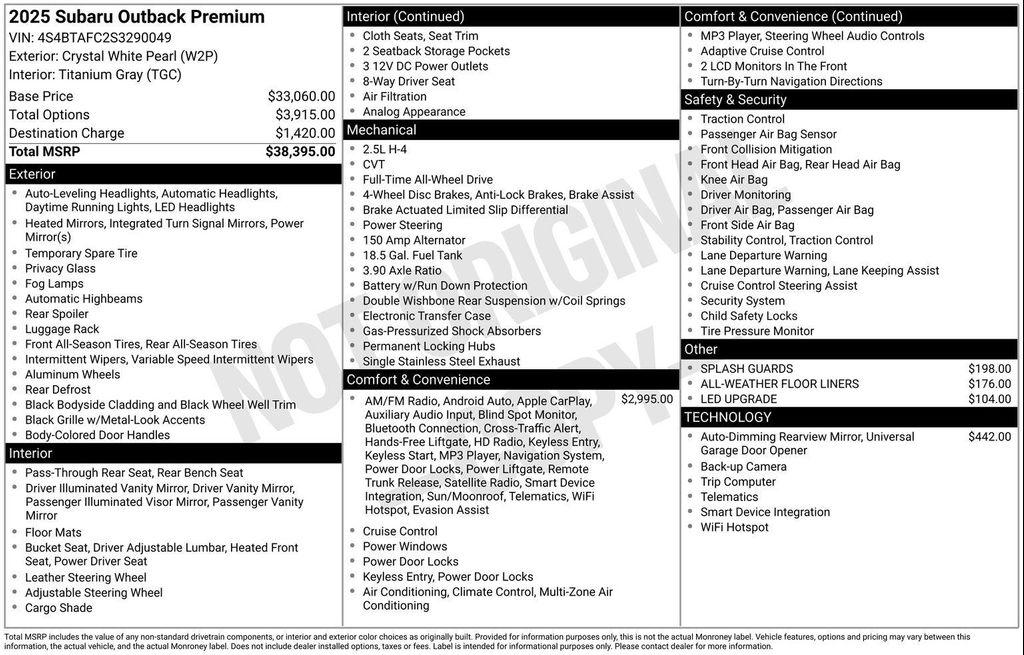 used 2025 Subaru Outback car, priced at $32,483