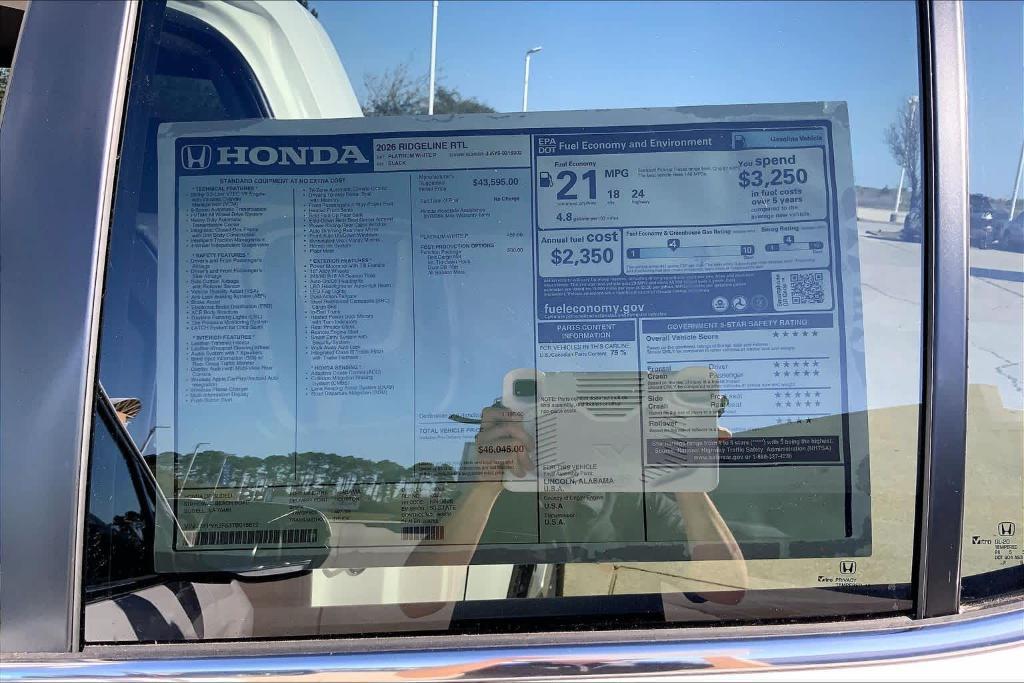 new 2026 Honda Ridgeline car, priced at $43,188