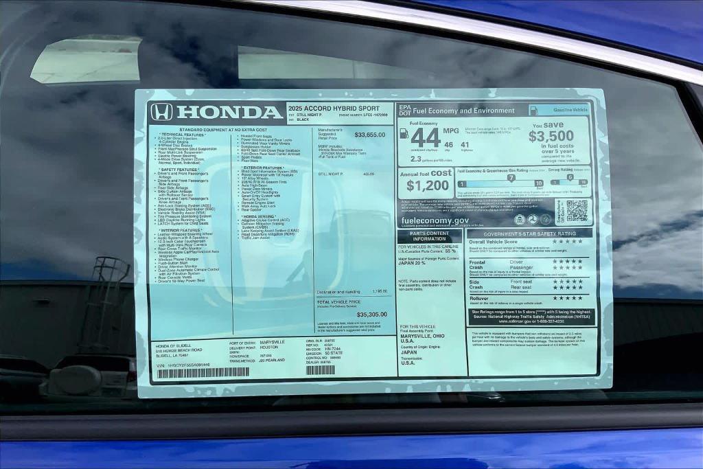 new 2025 Honda Accord Hybrid car, priced at $33,699
