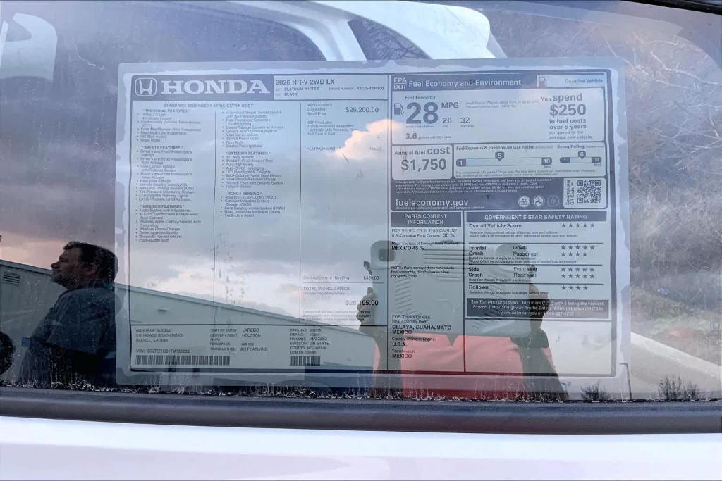 new 2026 Honda HR-V car, priced at $28,105