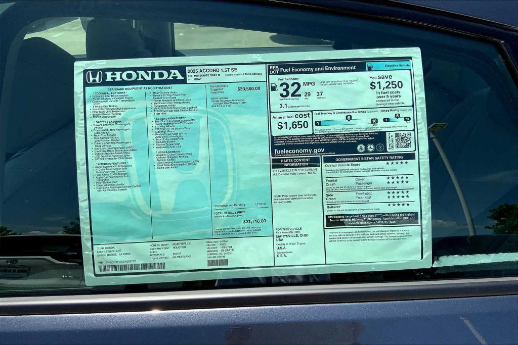 new 2025 Honda Accord car, priced at $30,273