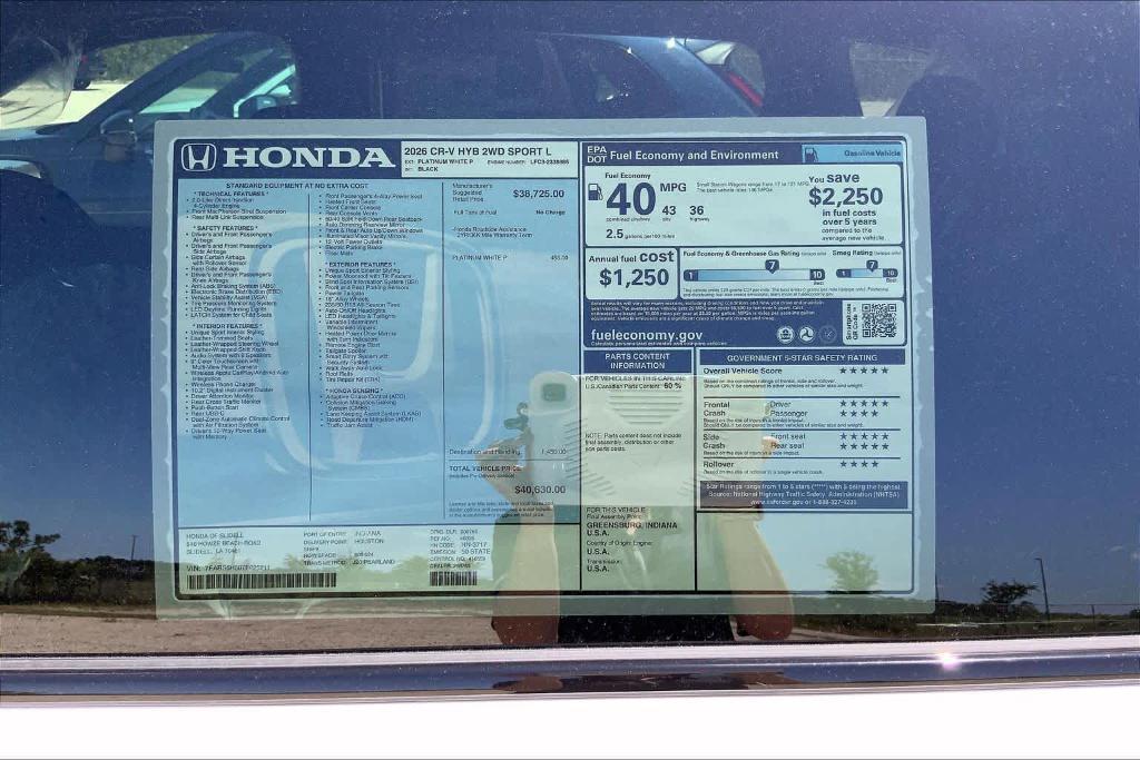 new 2026 Honda CR-V Hybrid car, priced at $39,028