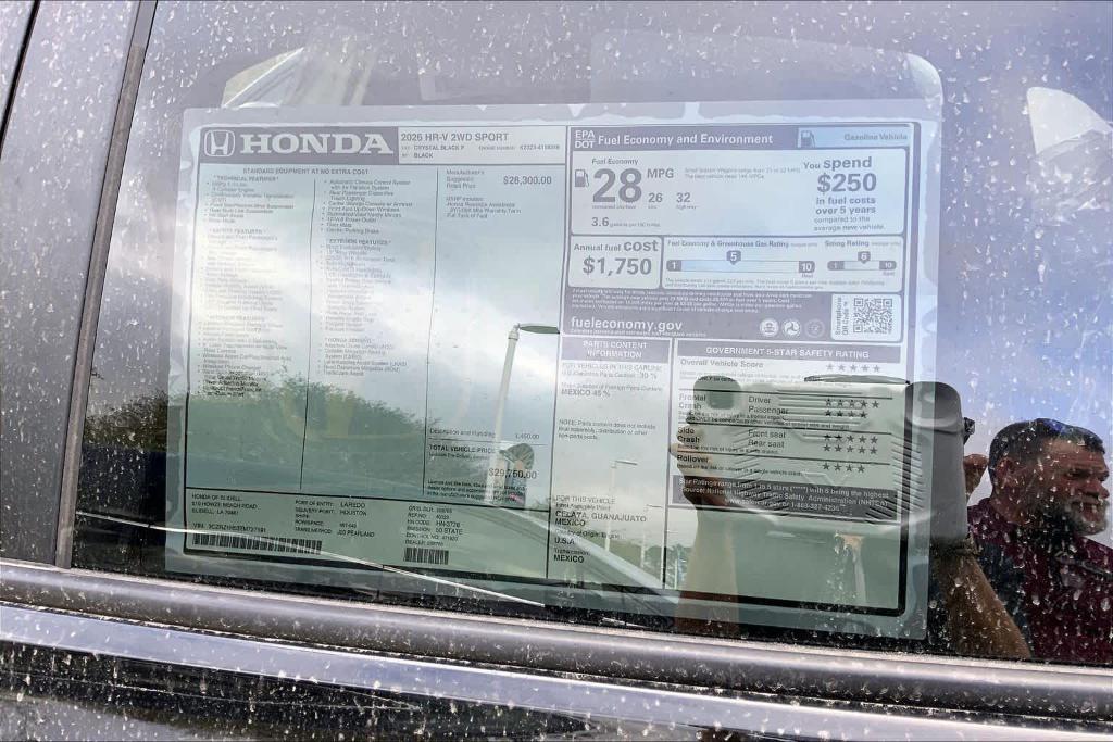 new 2026 Honda HR-V car, priced at $28,419