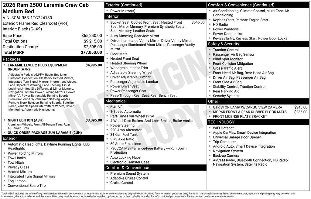 new 2026 Ram 2500 car, priced at $68,688