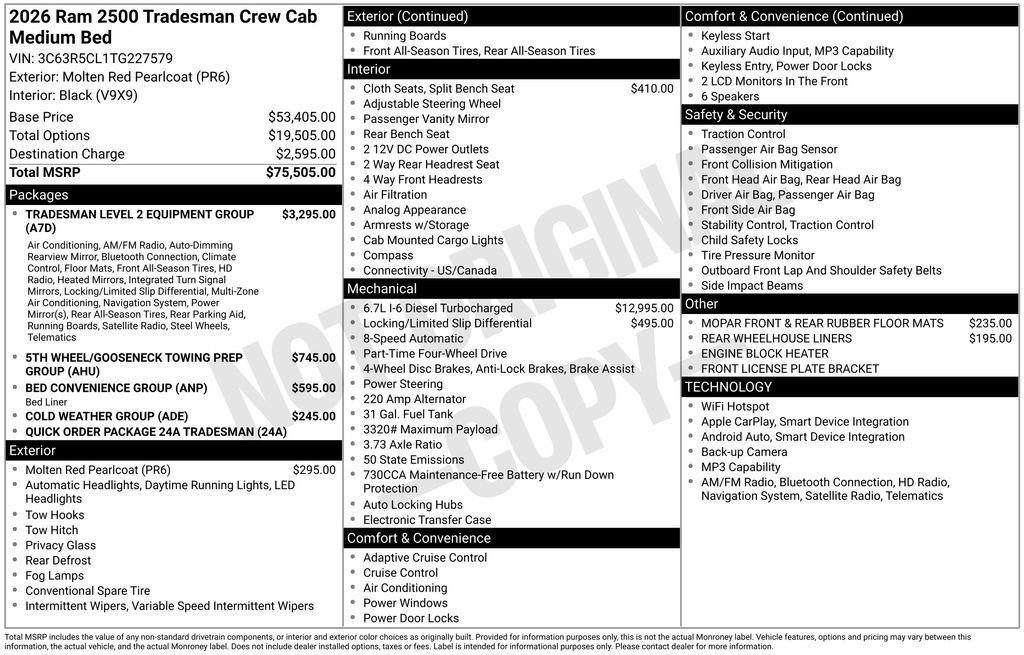 new 2026 Ram 2500 car, priced at $66,656