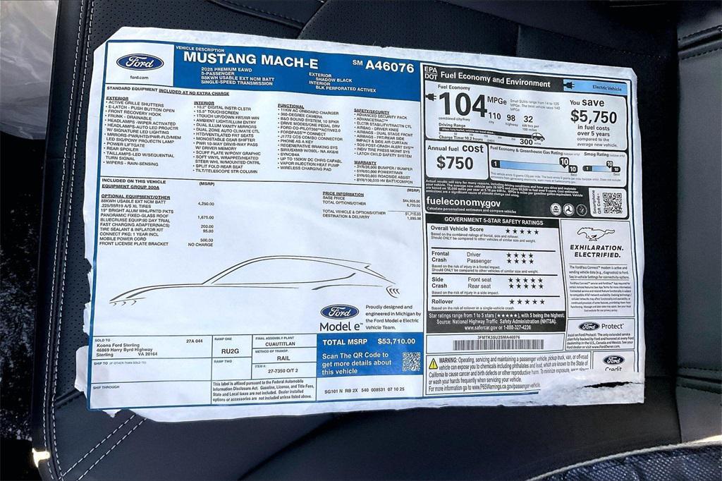 new 2025 Ford Mustang Mach-E car, priced at $52,836