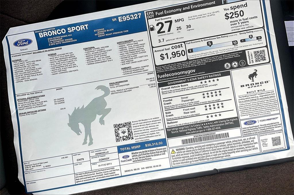 new 2025 Ford Bronco Sport car, priced at $35,219