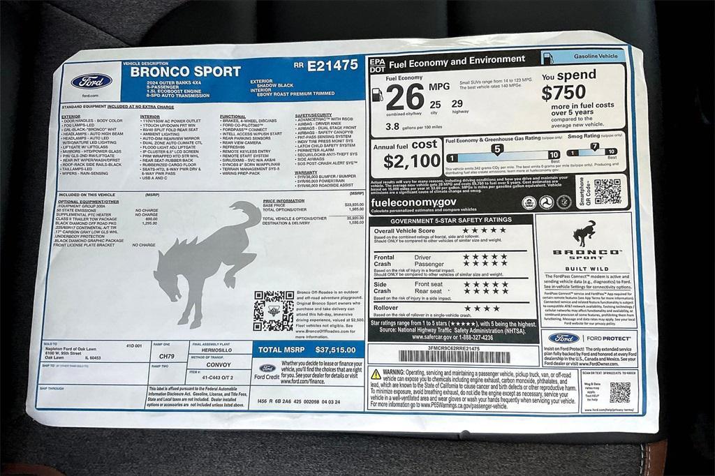 new 2024 Ford Bronco Sport car, priced at $38,325