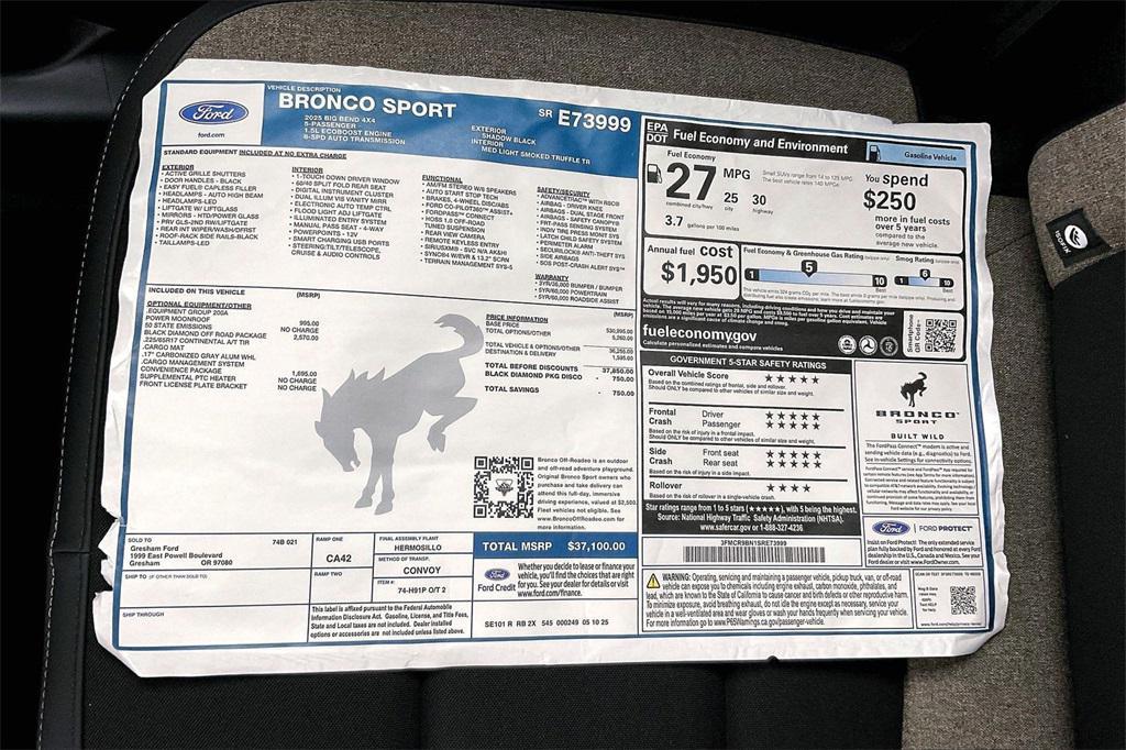 new 2025 Ford Bronco Sport car, priced at $34,892