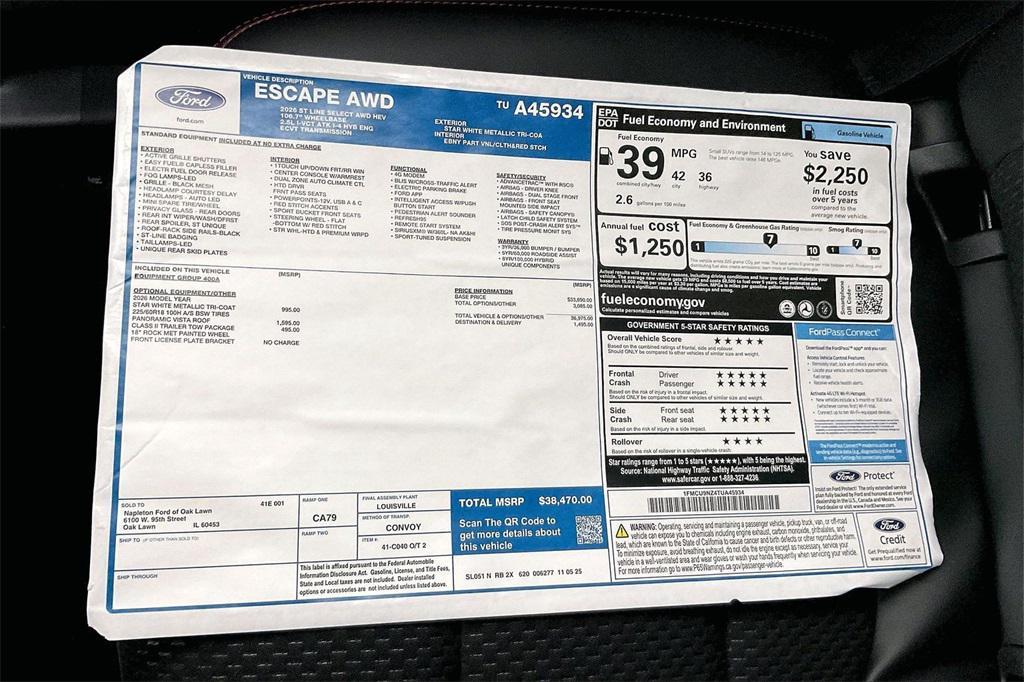 new 2026 Ford Escape car, priced at $34,970