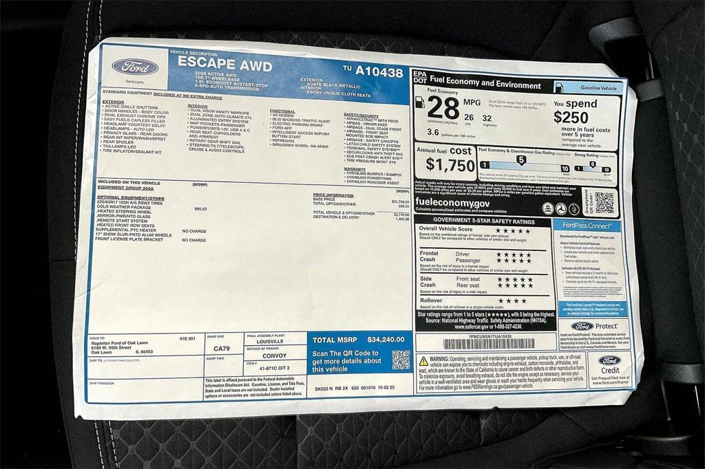 new 2026 Ford Escape car, priced at $28,557