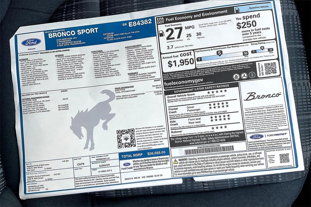 new 2025 Ford Bronco Sport car, priced at $33,841