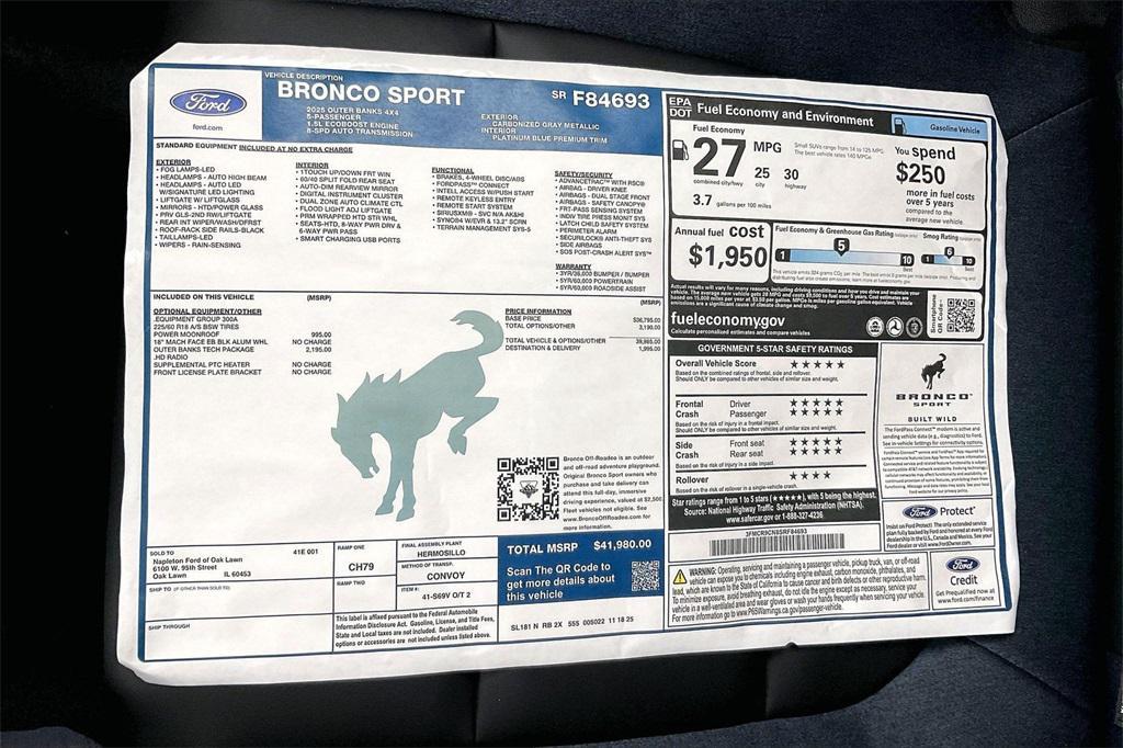 new 2025 Ford Bronco Sport car, priced at $38,349