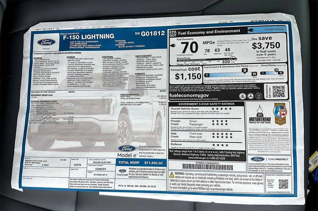 new 2025 Ford F-150 Lightning car, priced at $60,110